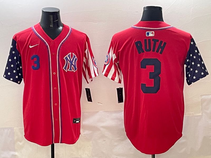Men New York Yankees #3 Ruth Red a generation of national flags Jointly Name 2025 Nike MLB Jersey style 4